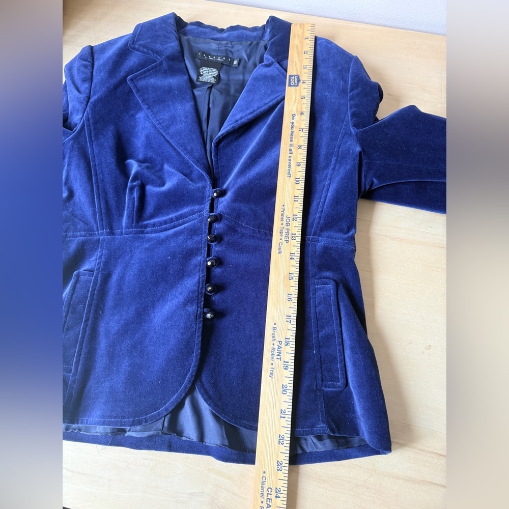 Vintage y2k velvet navy blue blazer with bead buttons - 10 - Picture 6 of 6